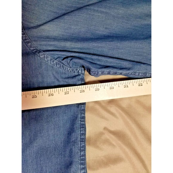 Clairborne Denim Chambray Button Up Long Sleeve Shirt Men Sz XXL Blue Pockets - Picture 5 of 6